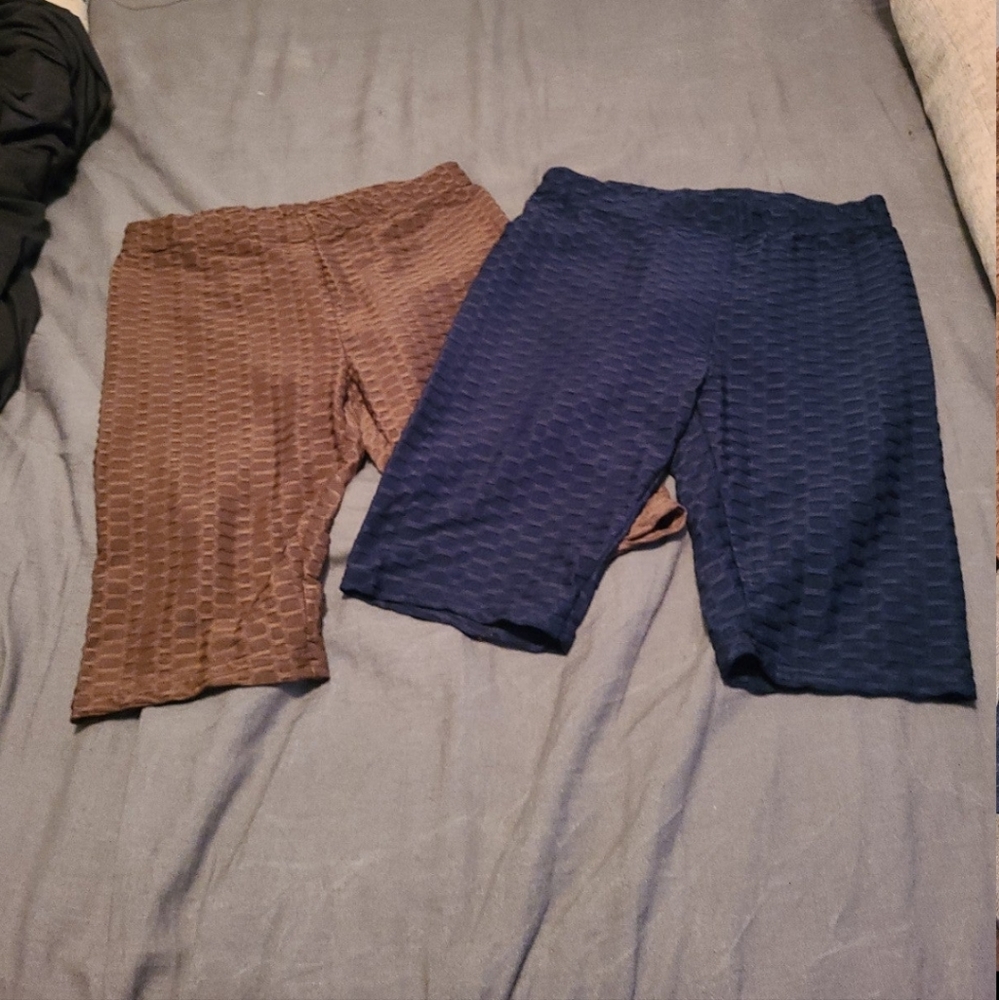 2 shein ribbed crop shorts size large
